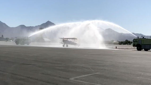 WWII Boeing-Stearman Officially Retires with Water Salute